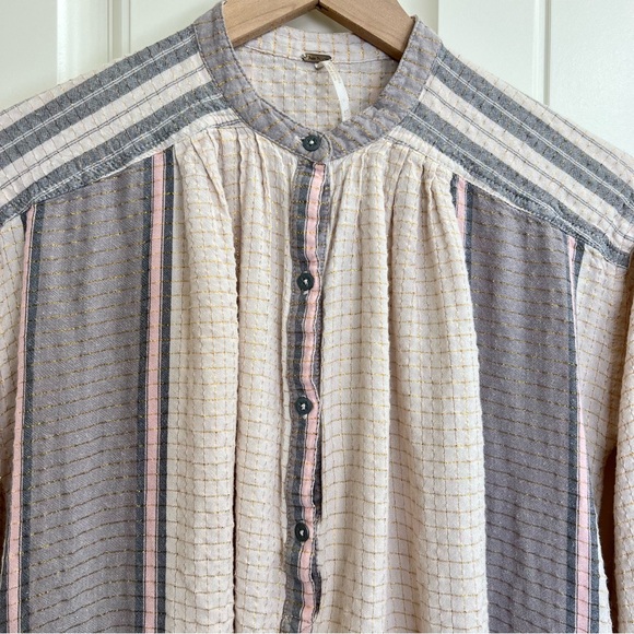 Free People Shimmer Tunic w/ Pockets in Pink & Grey, Size XS - Picture 4 of 8